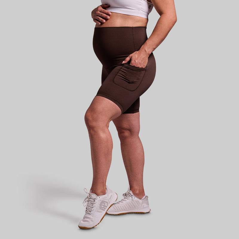 Maternity Biker Short (Dark Brown)