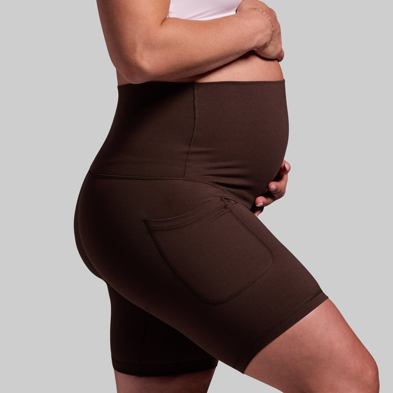 Maternity Biker Short (Dark Brown)