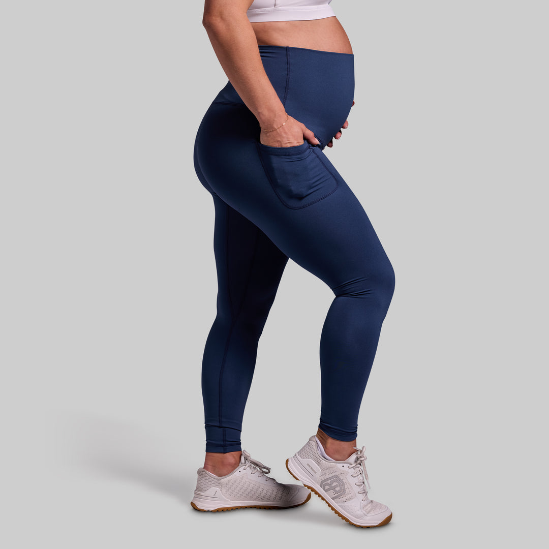 Women s Navy Blue Workout Leggings for Pregnancy Leggings with Pockets Born Primitive