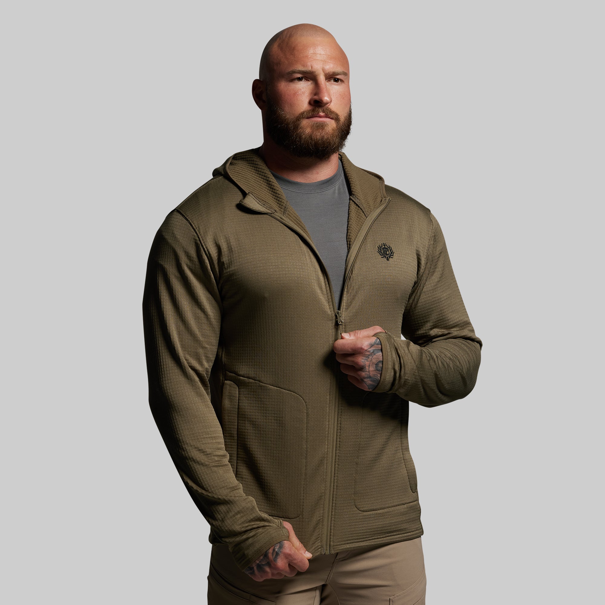 Quiver Full Zip Hoodie 2.0 (OD Green) – Born Primitive