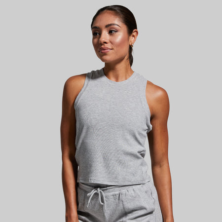 Light Heather Grey Ribbed Crop Top