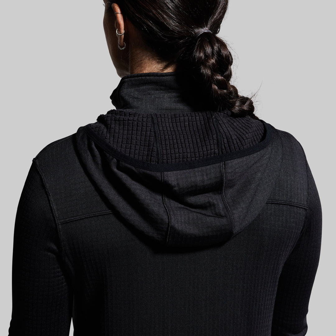 Women's Black Half Zip Hoodie | Black Athletic Zip Up Jacket