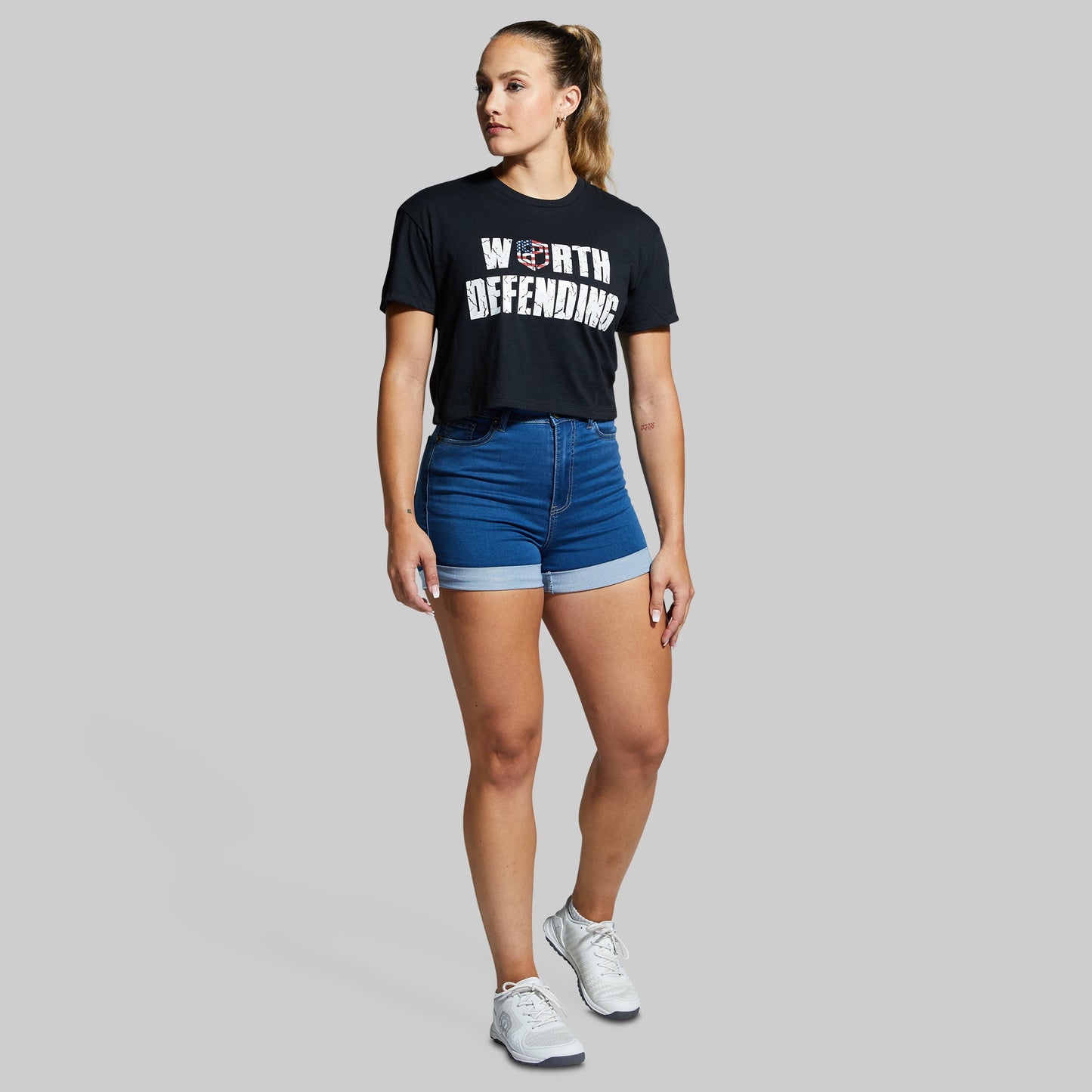 Worth Defending Crop Tee (Black)
