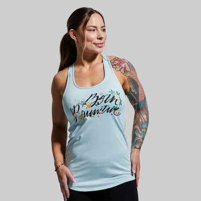 Floral Calligraphy Staple Tank (Sky Blue)