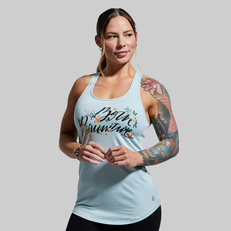 Floral Calligraphy Staple Tank (Sky Blue)
