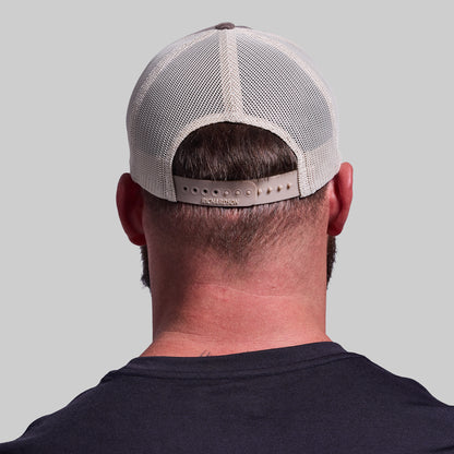 Corduroy Leather Patch Trucker Hat (Brown/Sand)