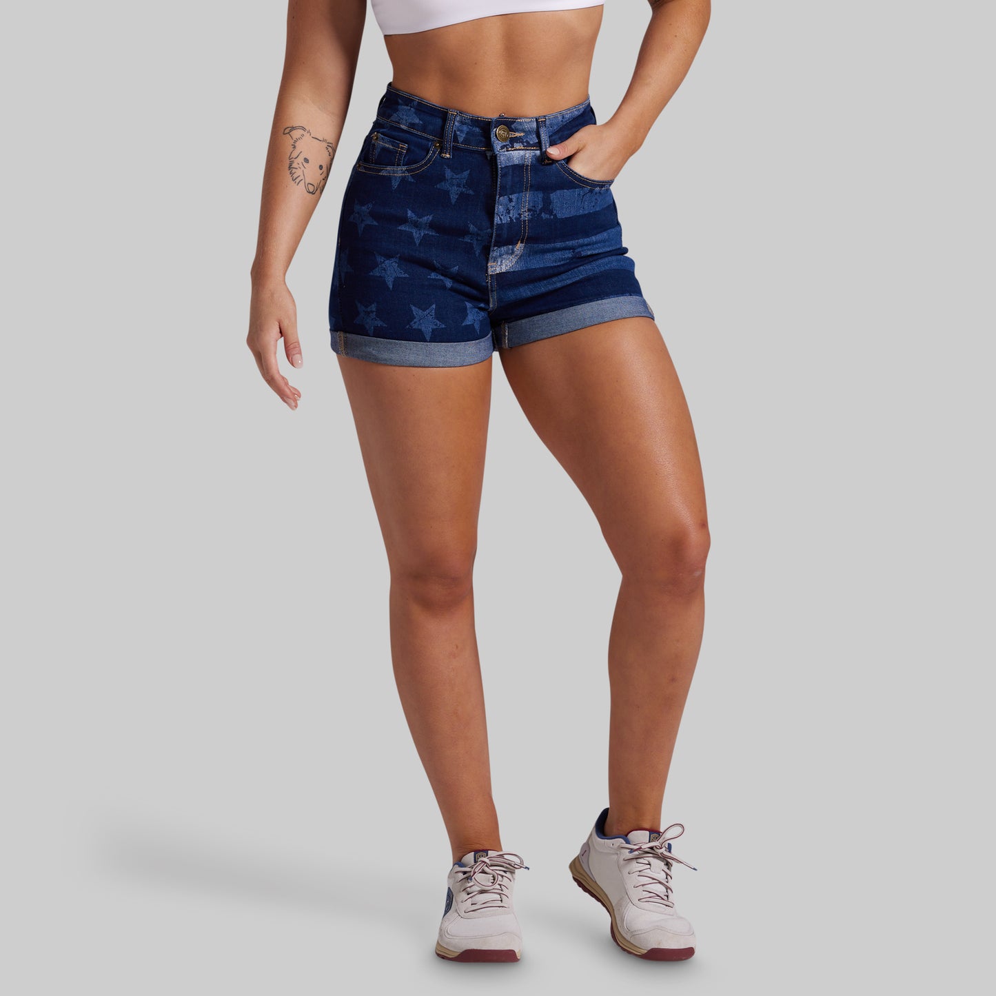 FLEX Stretchy Mom Jean Short (Dark Americana)