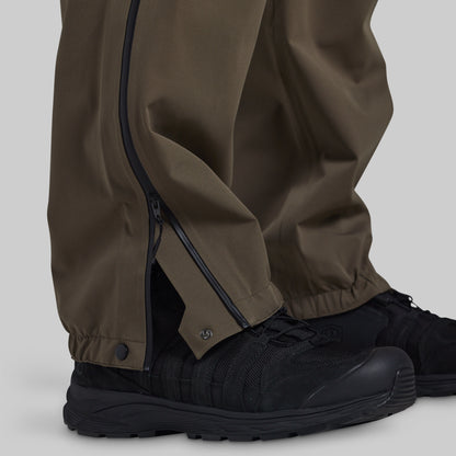 Side zipper and snap cuff on Ranger Green Mission FLEX Rain Pant 2.0