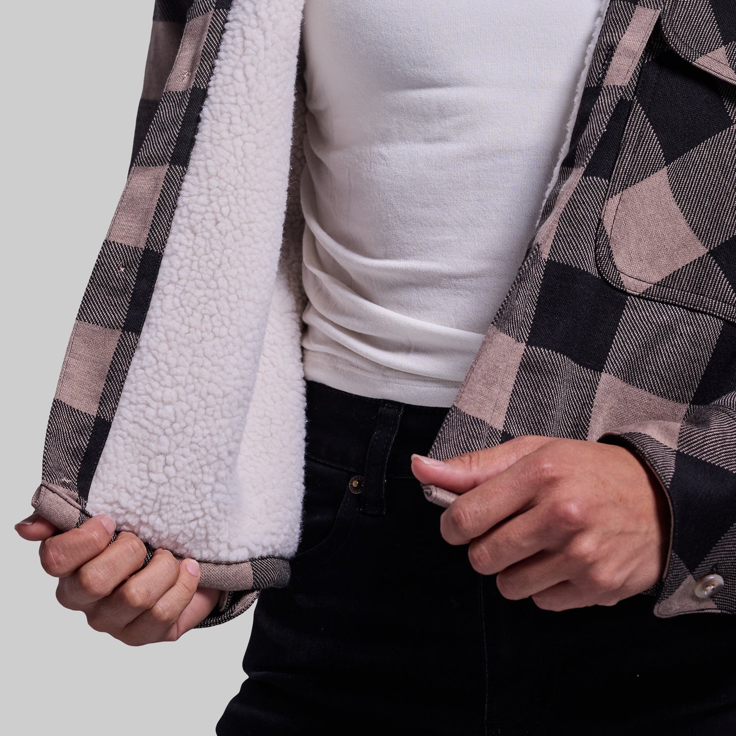Women's Sherpa Cropped Flannel (Axe)
