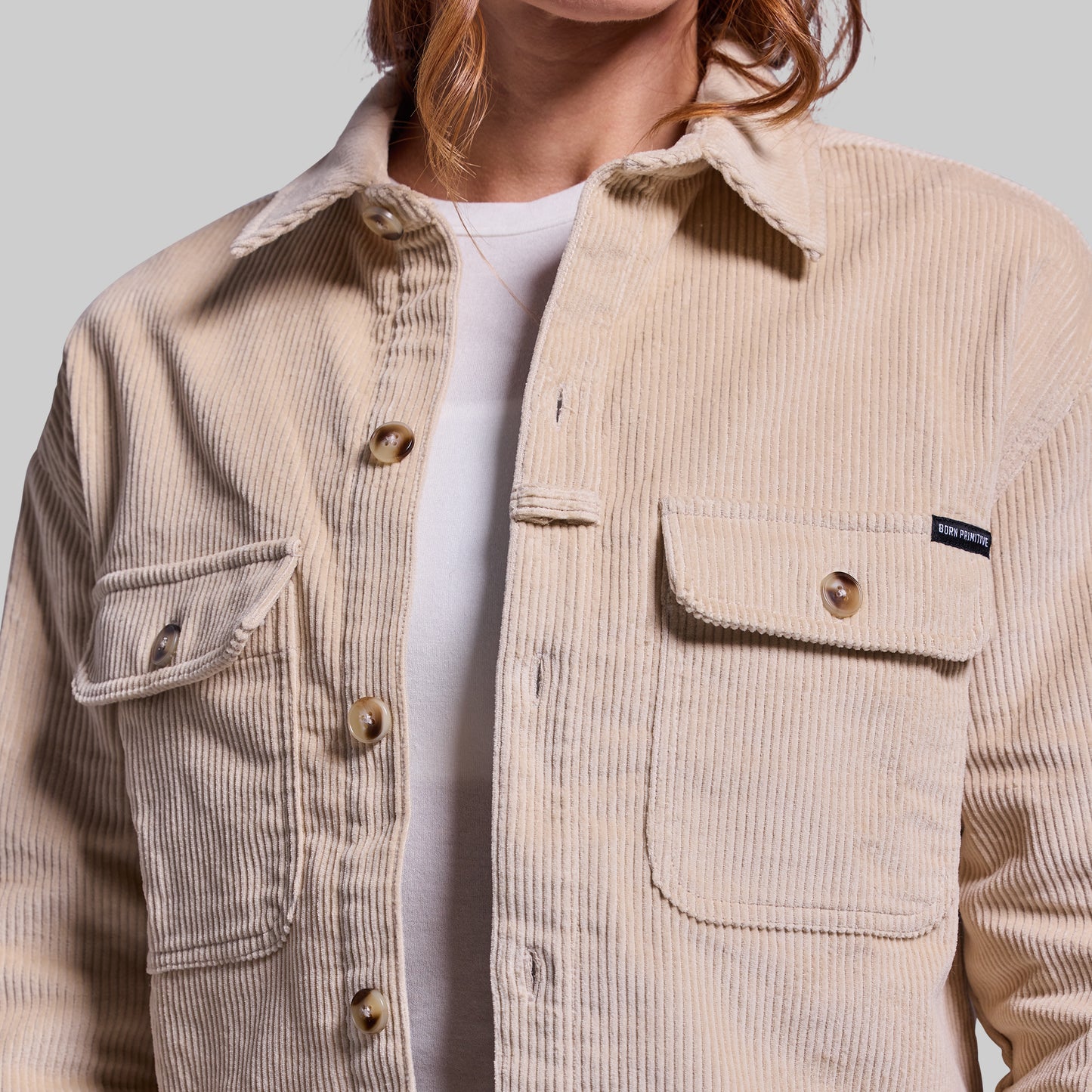 Women's Cropped Corduroy Shirt (Wheat)