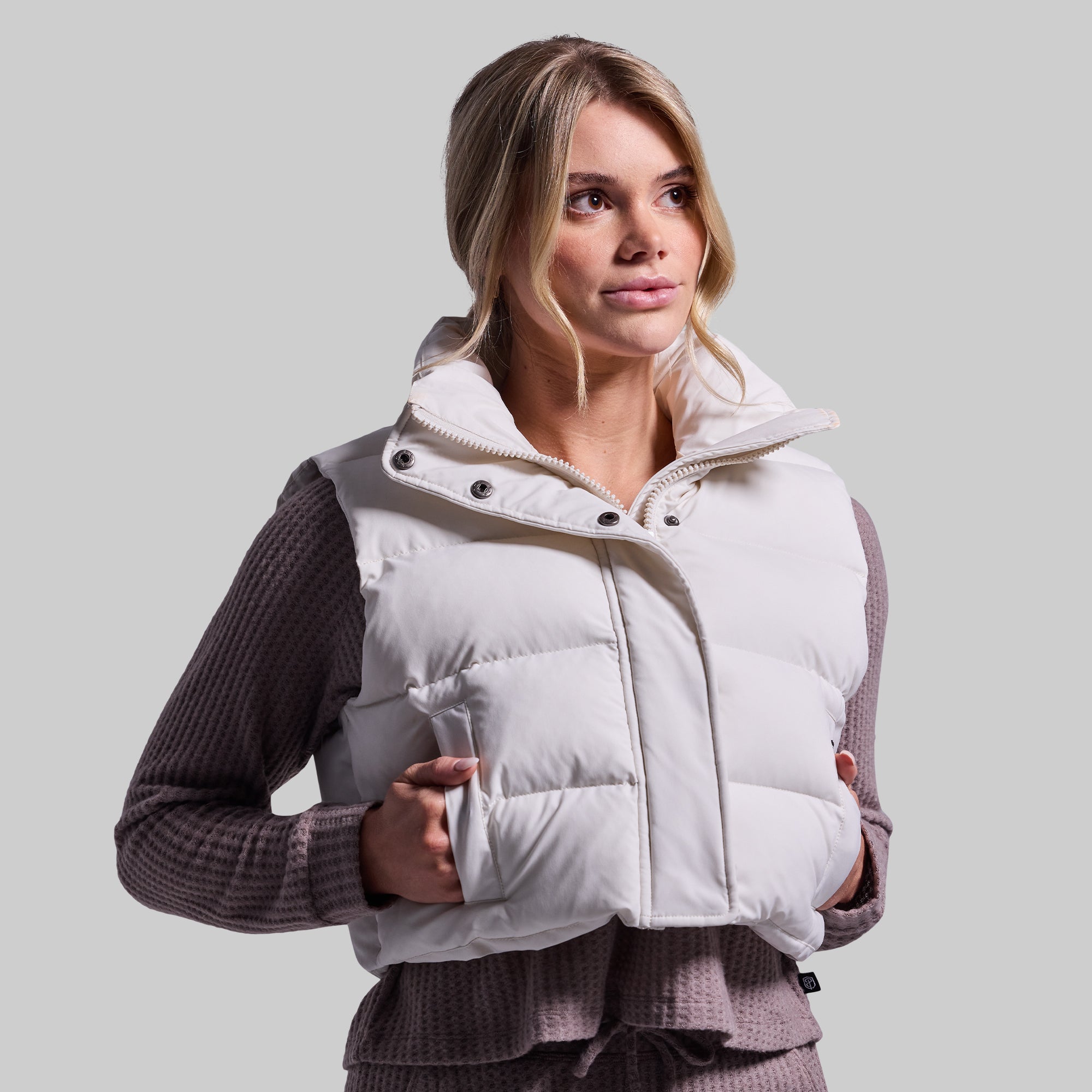 Fireside Cropped Puffer Vest (Ivory) – Born Primitive