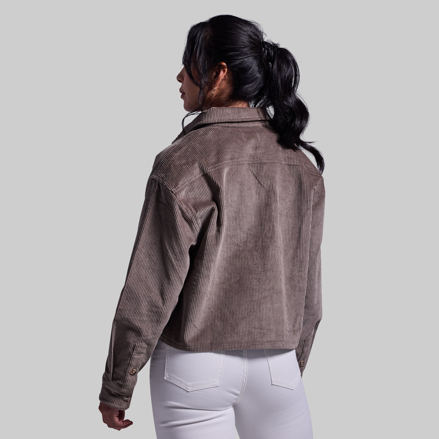Women’s Cropped Corduroy Shirt (Elephant)
