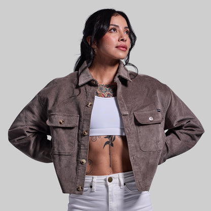 Women’s Cropped Corduroy Shirt (Elephant)