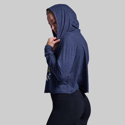Don't Give Up The Ship Cropped Tee Hoodie (Heather Navy)