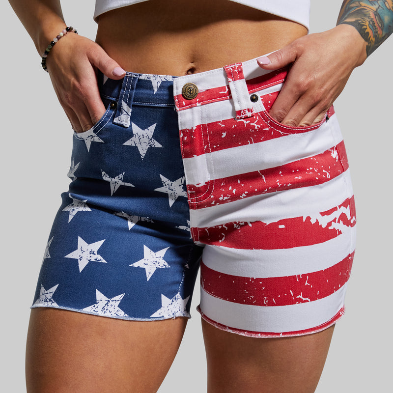 Flag jean shorts on sale