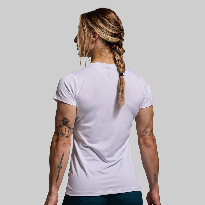 Athleisure Short Sleeve V-Neck (White)