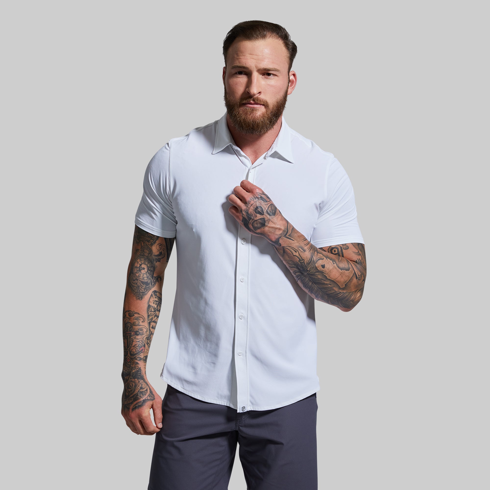 Commuter Shirt | Men's Short Sleeve Button Up | Men's Stretchy Short ...