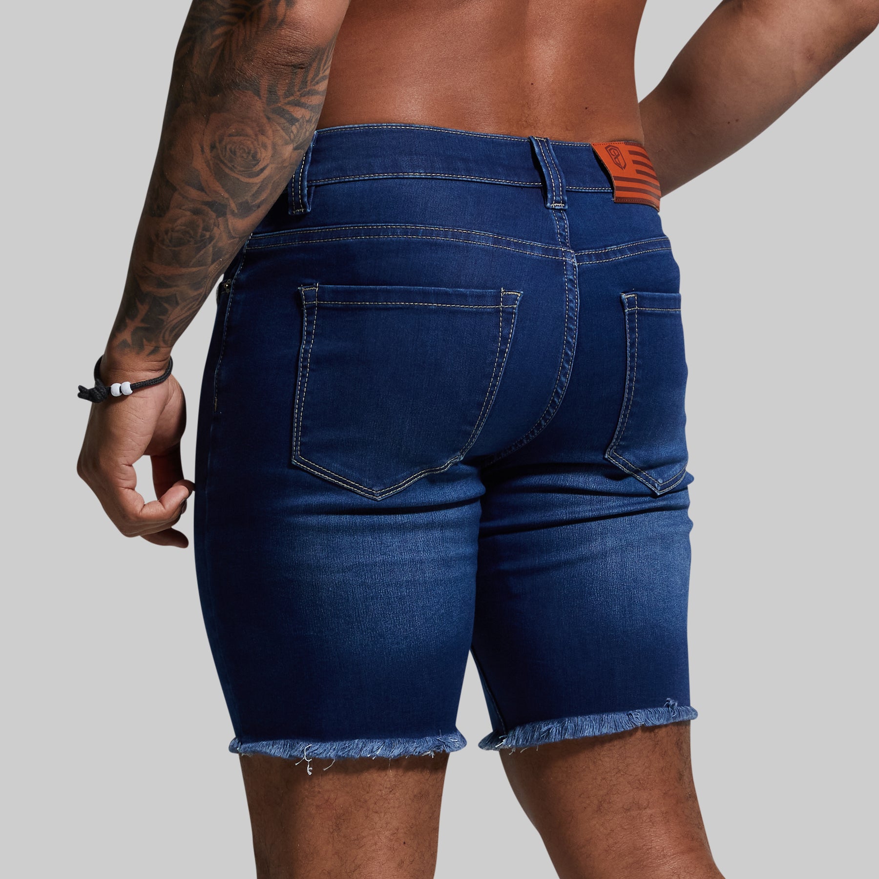 Born Primitive Flex Stretchy Jorts - Jean Shorts for Men – Denim Spandex Stretch – Cotton-Mix Blue Jean Workout Shorts