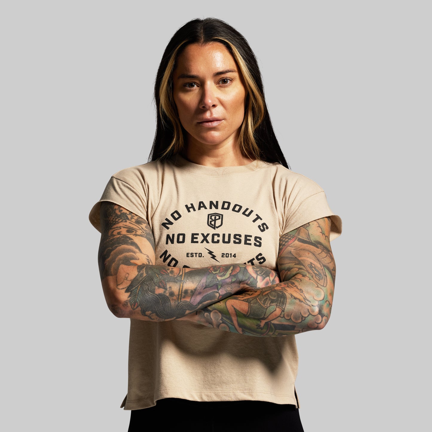 No Excuses Muscle Tee (Tan)