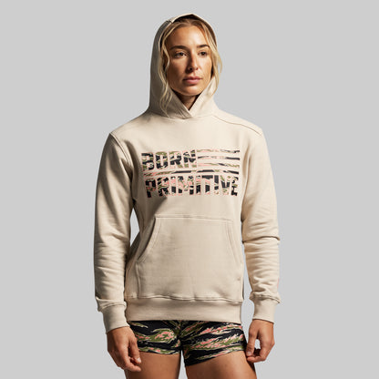 BP Flag Women's Unmatched Hoodie (Pumice/Pink Jungle Tiger)