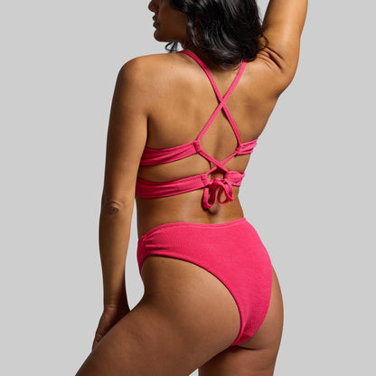 Solstice Crinkle Bikini Bottom (Raspberry Sorbet)