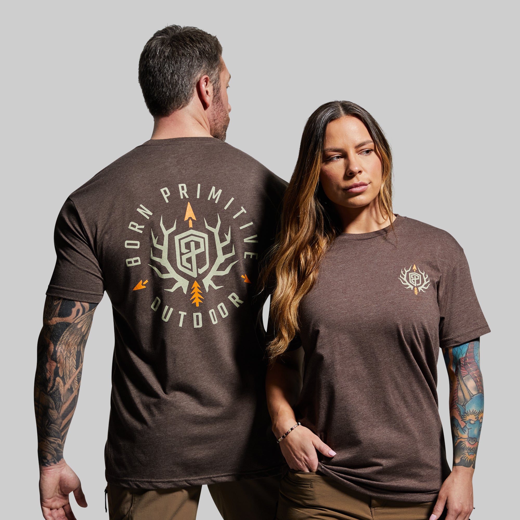 Born Primitive Sticker Outdoor Emblem Tee (Chestnut) – Born Primitive