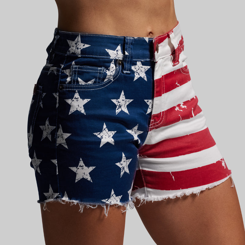 FLEX Stretchy Jean Short (American Flag)