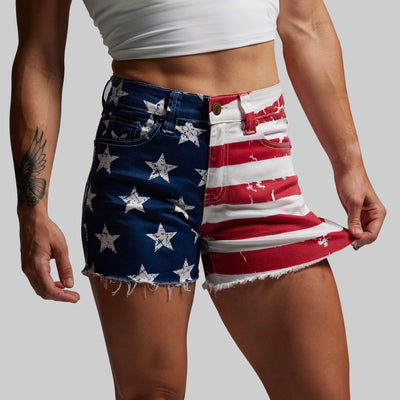 FLEX Stretchy Jean Short (American Flag)