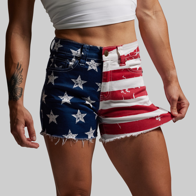FLEX Stretchy Jean Short (American Flag)