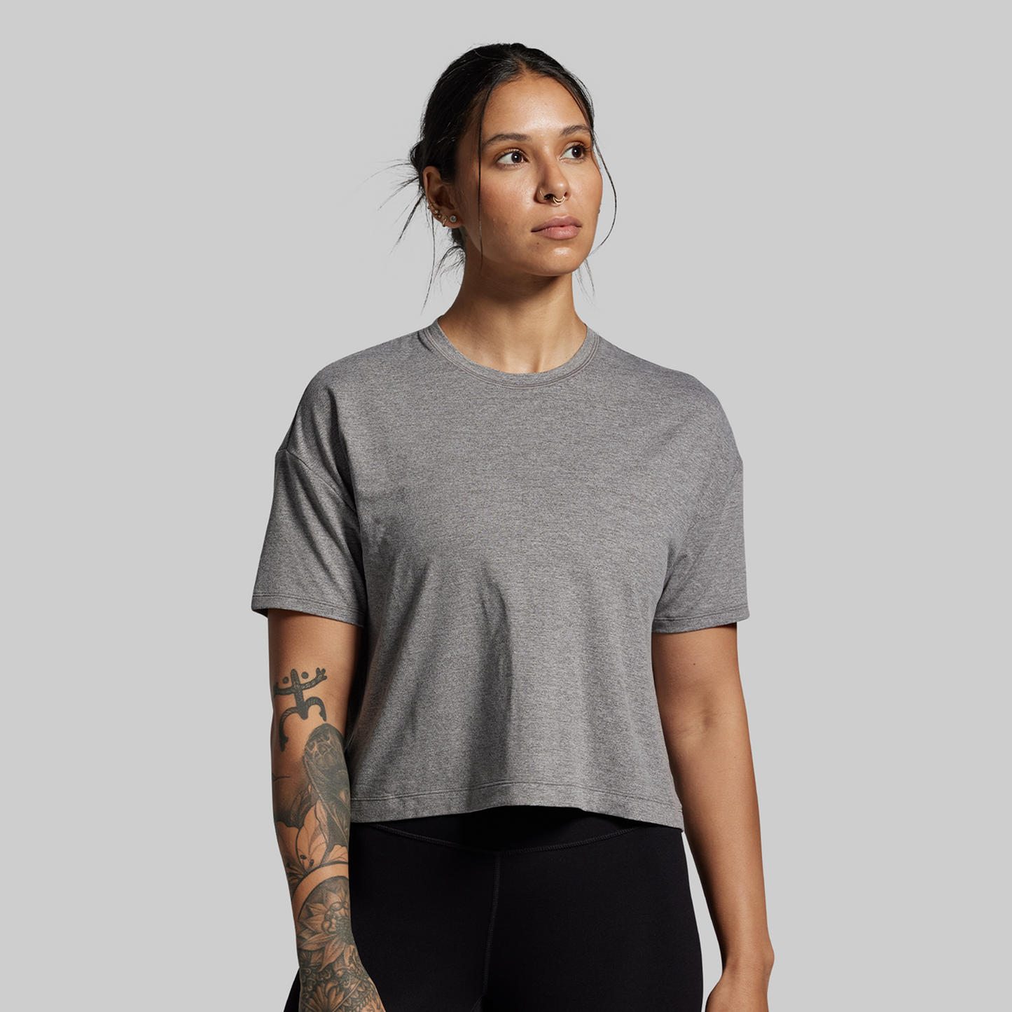 BP Premium Basic Crop Tee (Heather Grey)