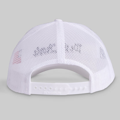 White mesh cap on a gray background