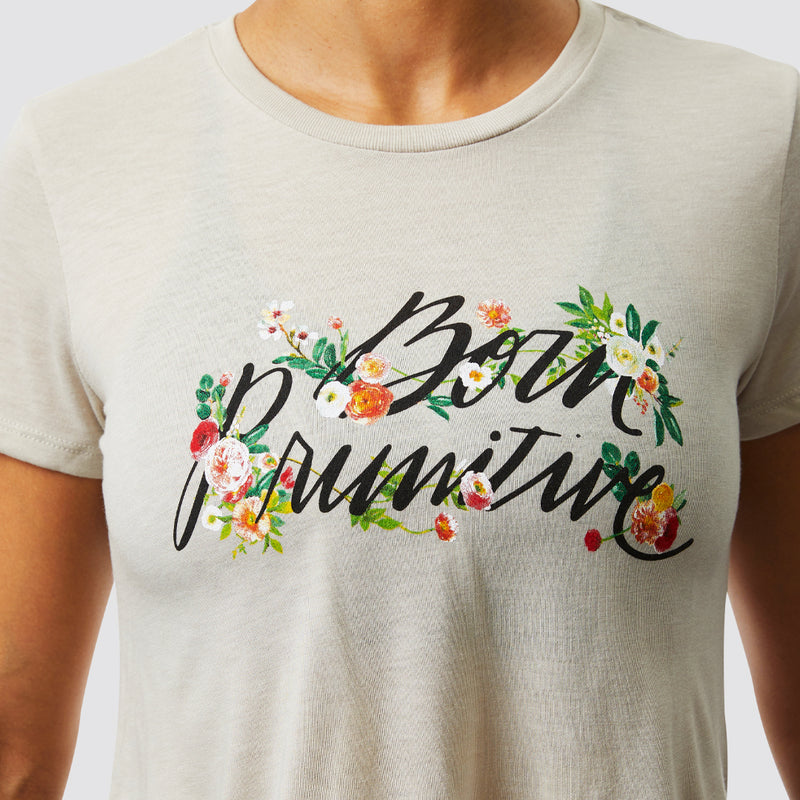 Floral Calligraphy Crop Tee (Heather Dust)