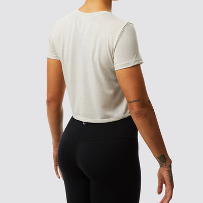 Floral Calligraphy Crop Tee (Heather Dust)