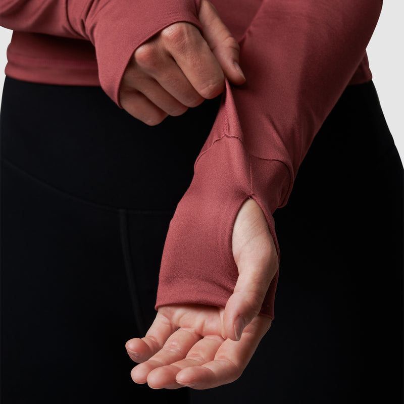 Cropped Zip Neck Athleisure Long Sleeve (Pomegranate)