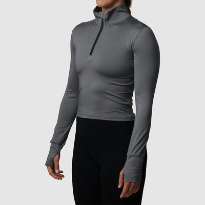 Cropped Zip Neck Athleisure Long Sleeve (Quiet Shade)