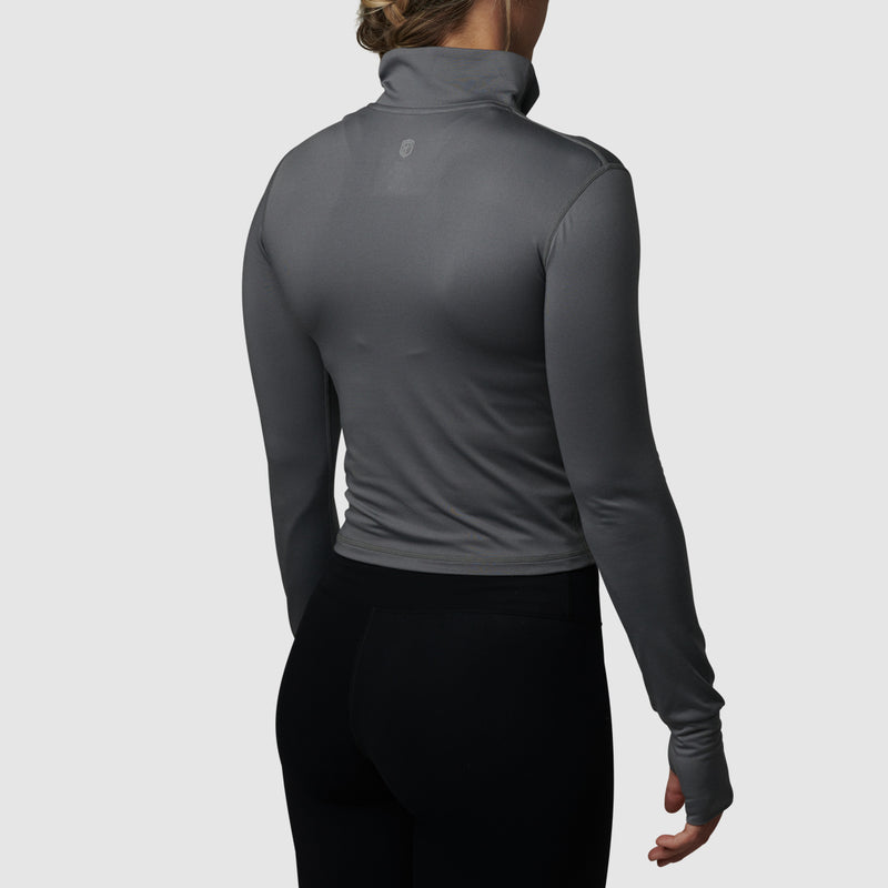 Cropped Zip Neck Athleisure Long Sleeve (Quiet Shade)