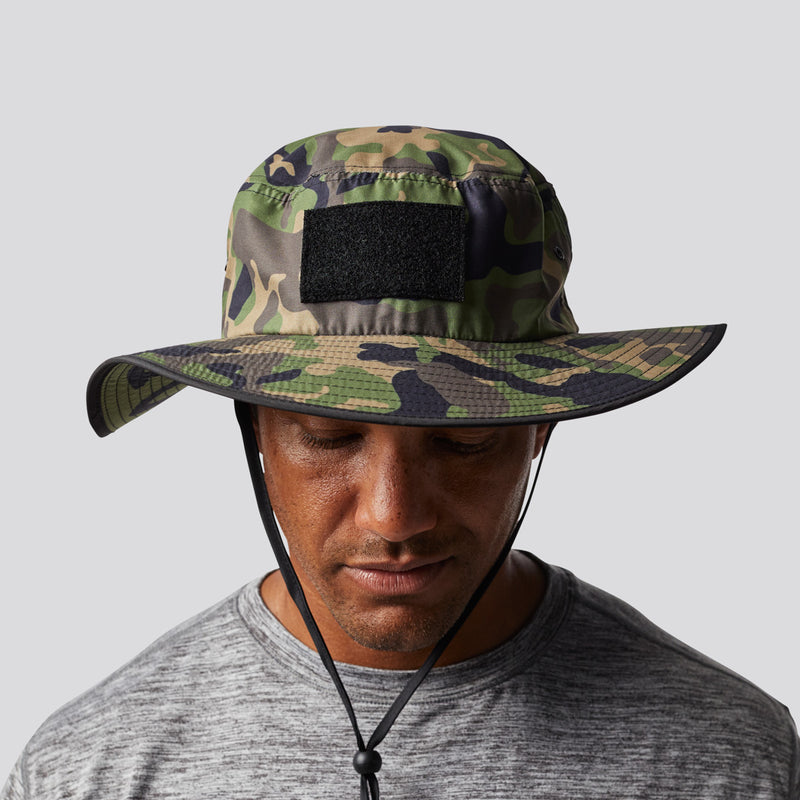 Born Primitive | Woodland Bucket Hat | Camouflage Bucket Hat with String | Fitness Apparel, Small/Medium