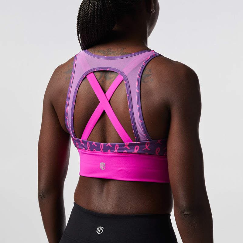Pink and Purple Breast Cancer Sports Bra
