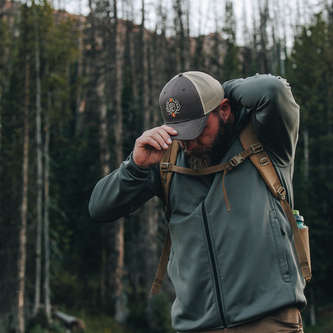 Outdoor Trucker Hat Brown with Tan Mesh Born Primitive